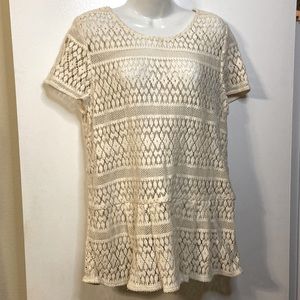 Knit Cream Shortsleeve Top